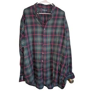 Ralph Lauren Blaire Plaid Button-Up Shirt XXL 100% Cotton Casual